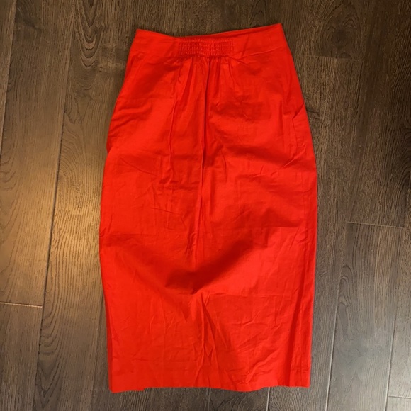 Orange linen button skirt - midi below knee - Picture 2 of 5